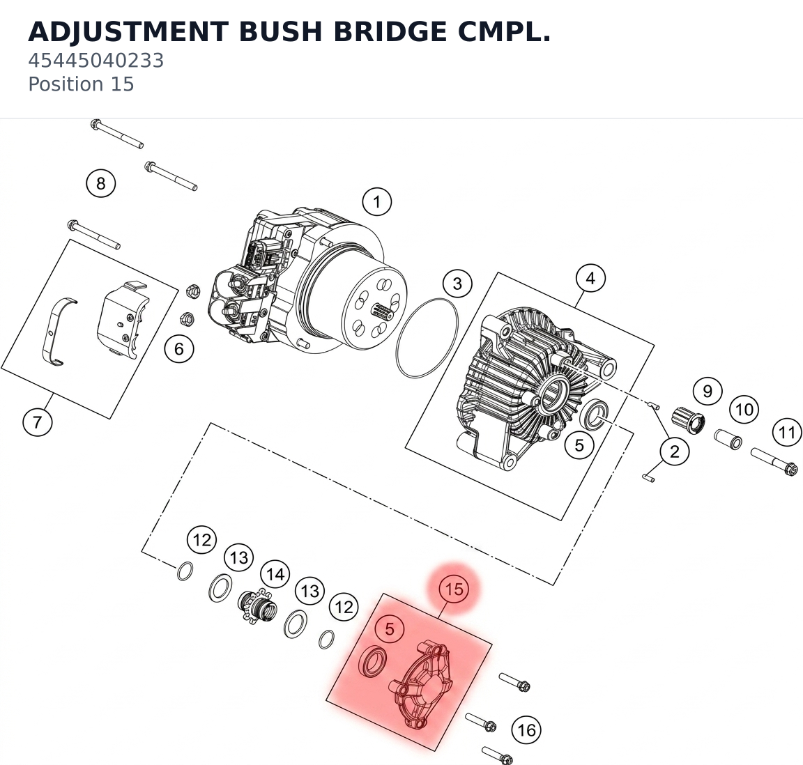 Diagram preview: ADJUSTMENT BUSH BRIDGE CMPL. (45445040233)