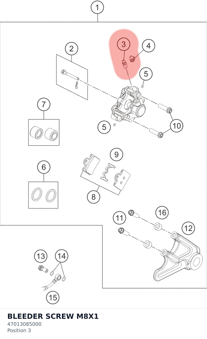 Diagram preview: BLEEDER SCREW M8X1 (47013085000)