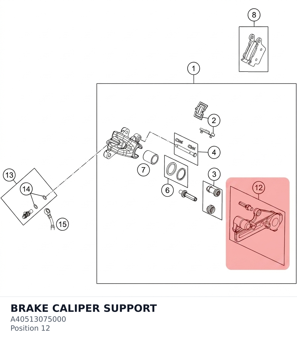 Diagram preview: BRAKE CALIPER SUPPORT (A40513075000)
