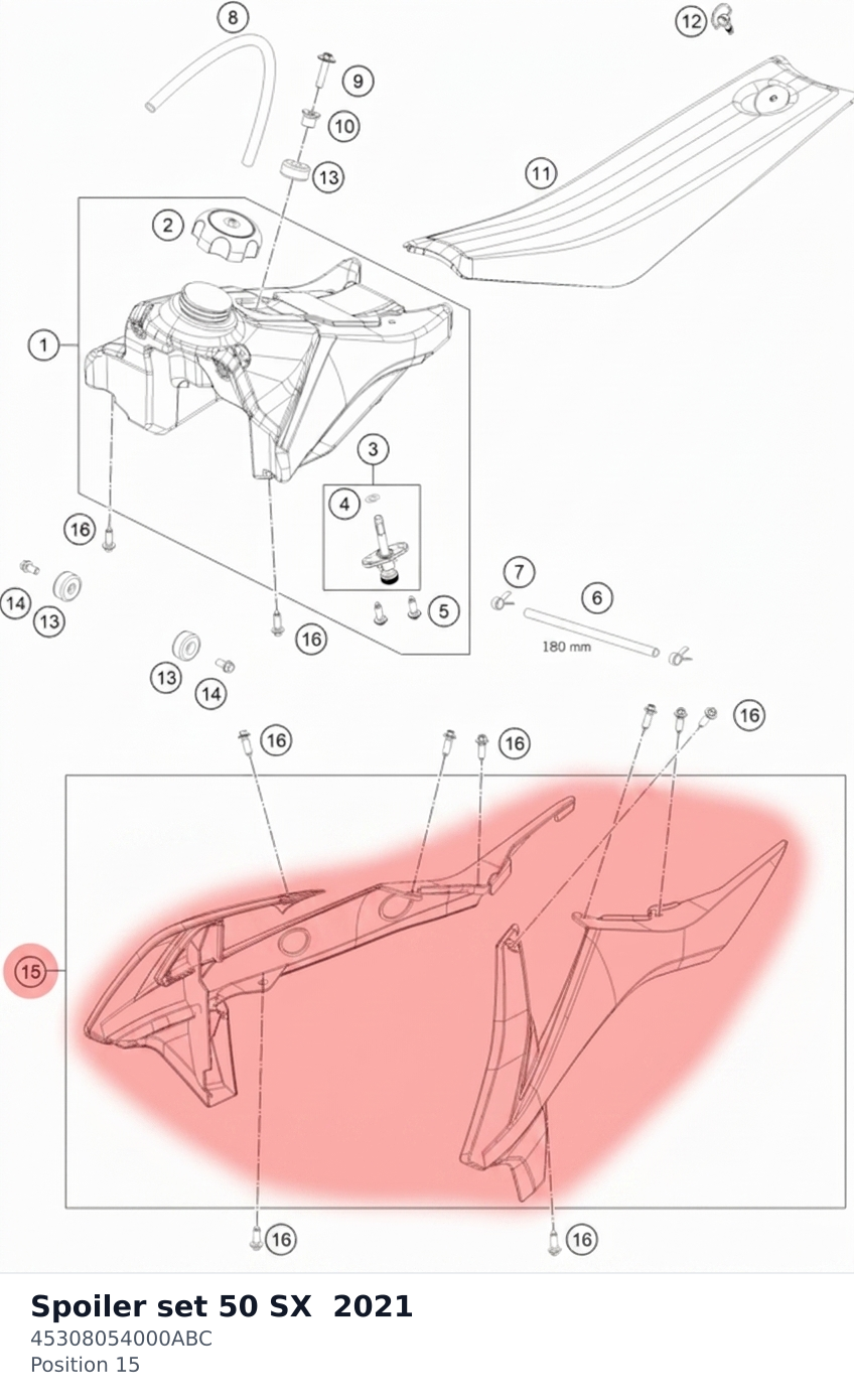 Diagram preview: Spoiler set 50 SX  2021 (45308054000ABC)