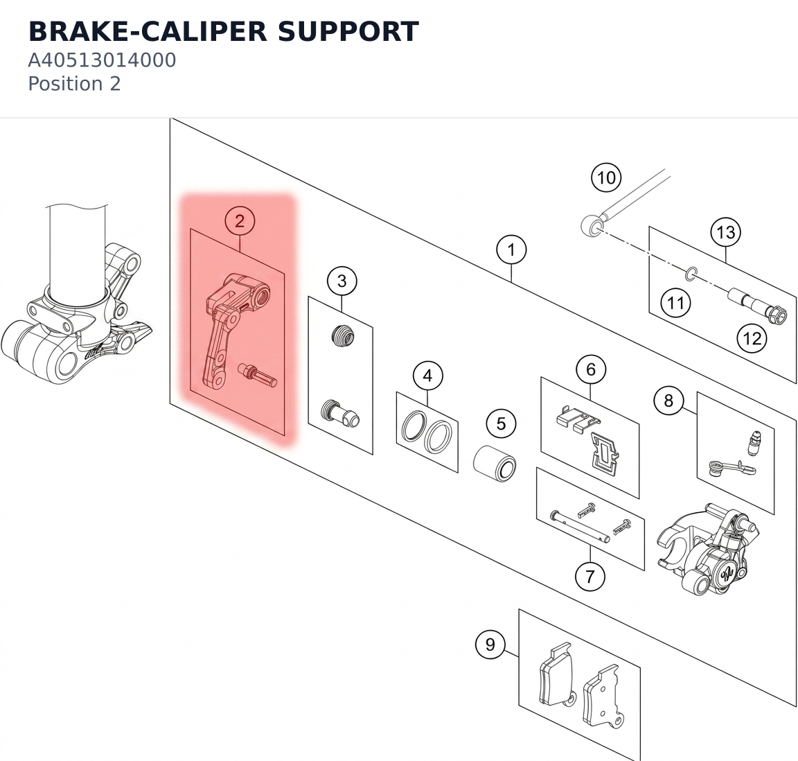 Diagram preview: BRAKE-CALIPER SUPPORT (A40513014000)