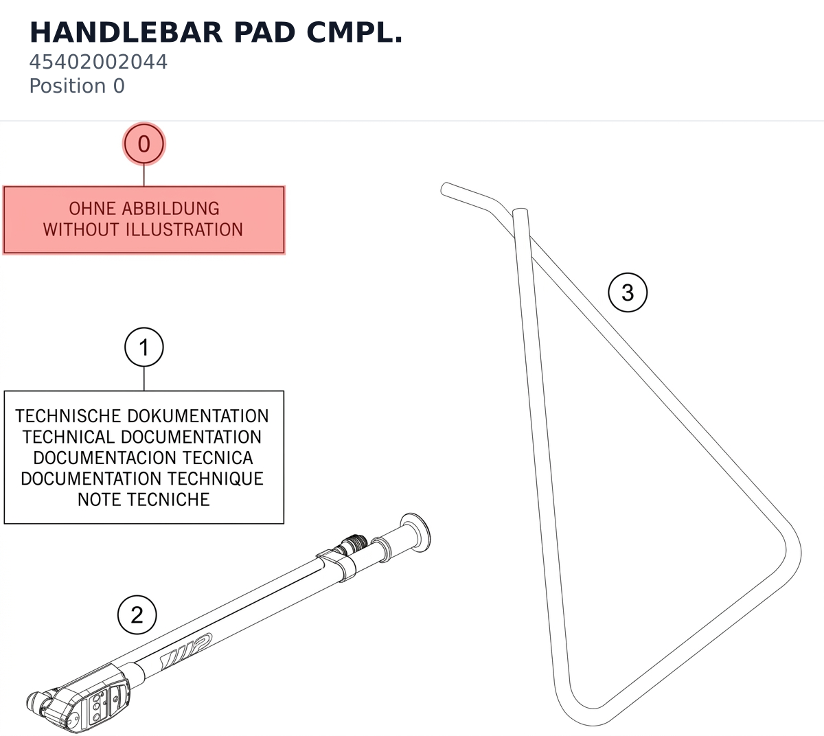 Diagram preview: HANDLEBAR PAD CMPL. (45402002044)