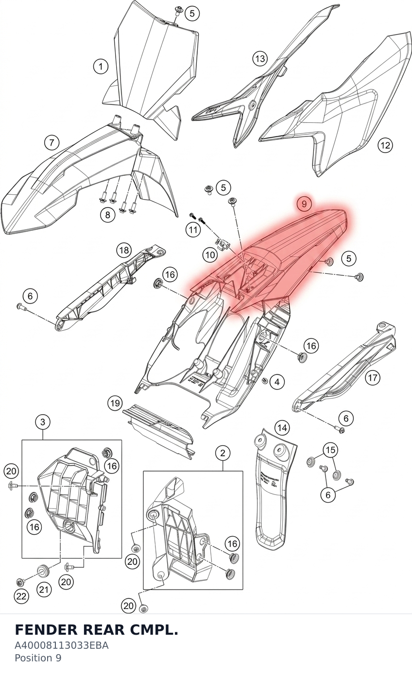 Diagram preview: FENDER REAR CMPL. (A40008113033EBA)