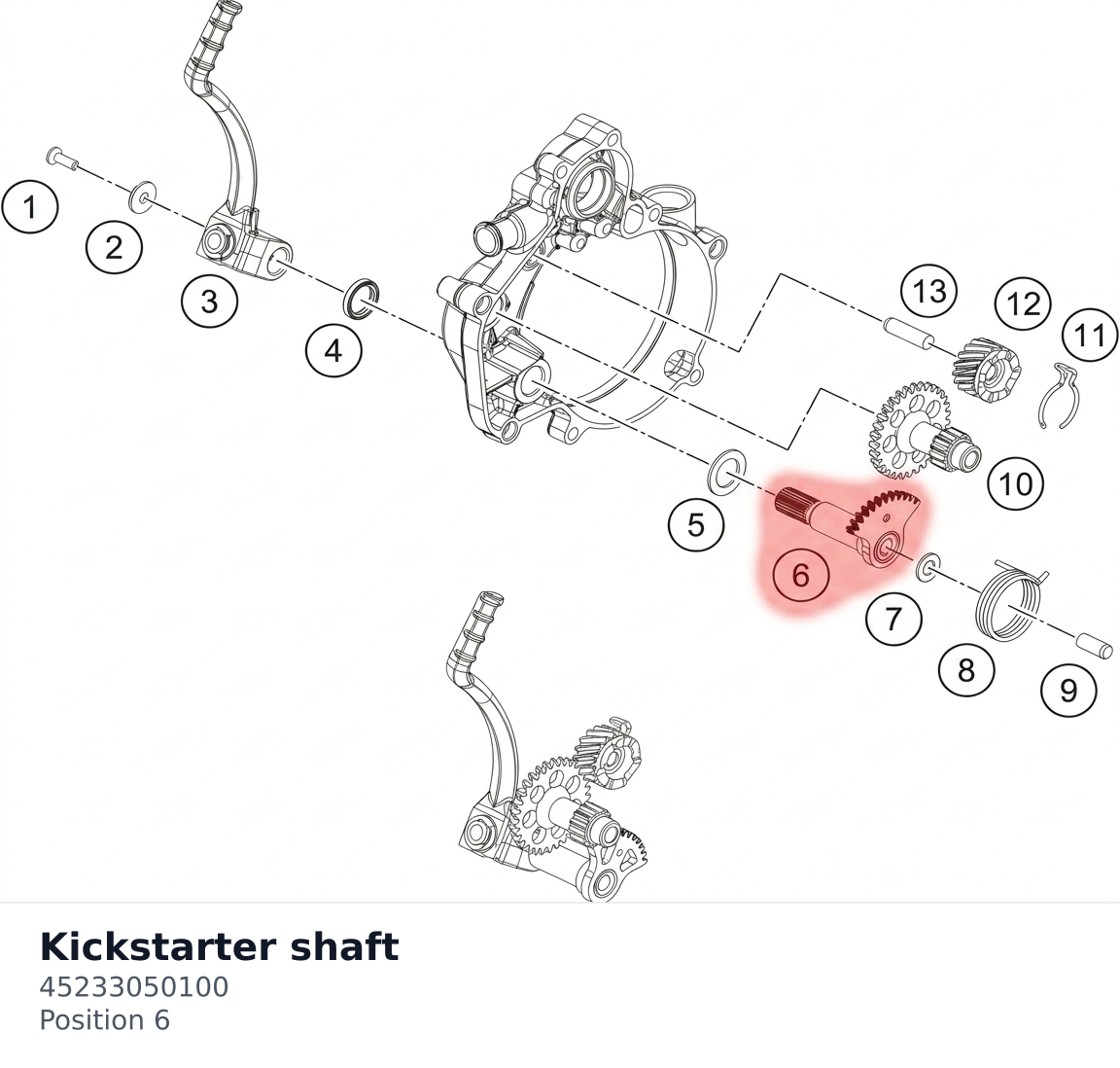Diagram preview: Kickstarter shaft (45233050100)