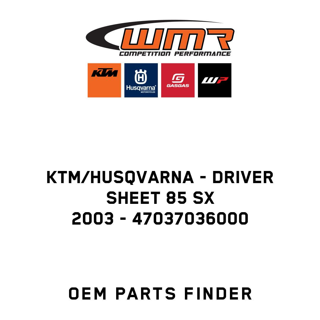 DRIVER SHEET 85 SX        2003