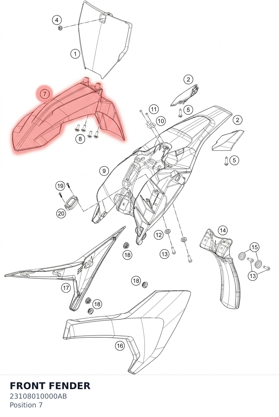 Diagram preview: FRONT FENDER (23108010000AB)