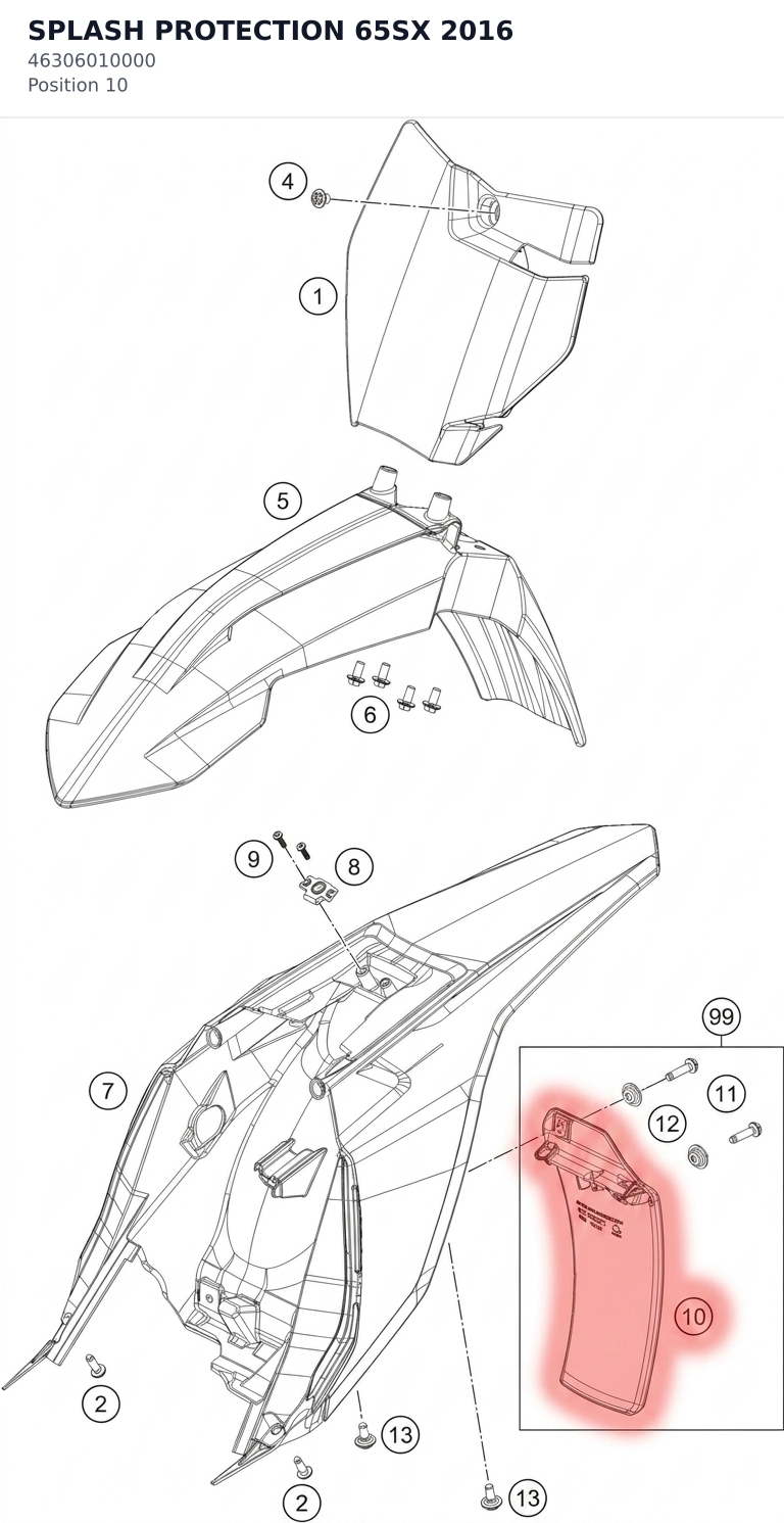 Diagram preview: SPLASH PROTECTION 65SX    2016 (46306010000)