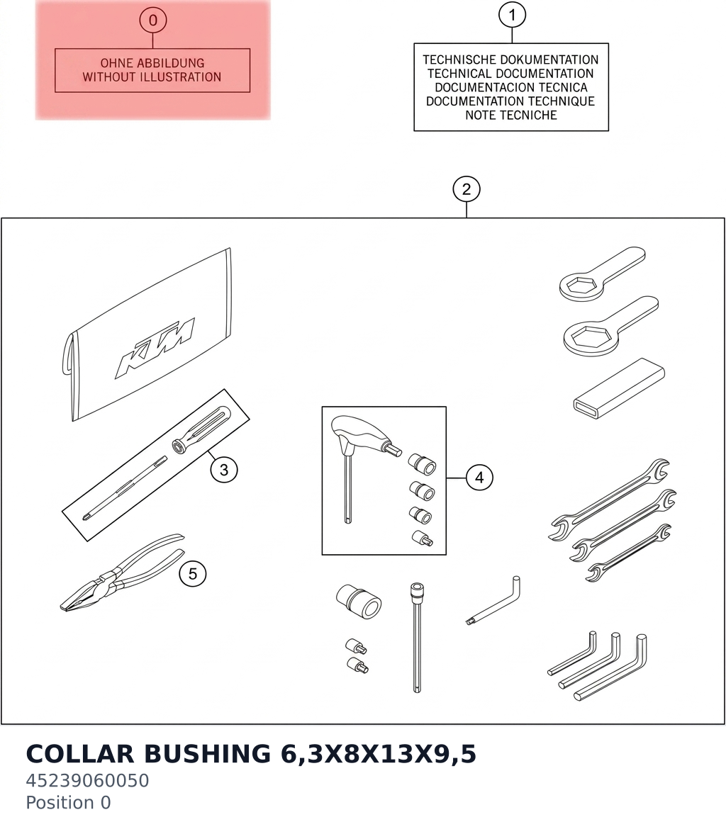 Diagram preview: COLLAR BUSHING 6,3X8X13X9,5 (45239060050)