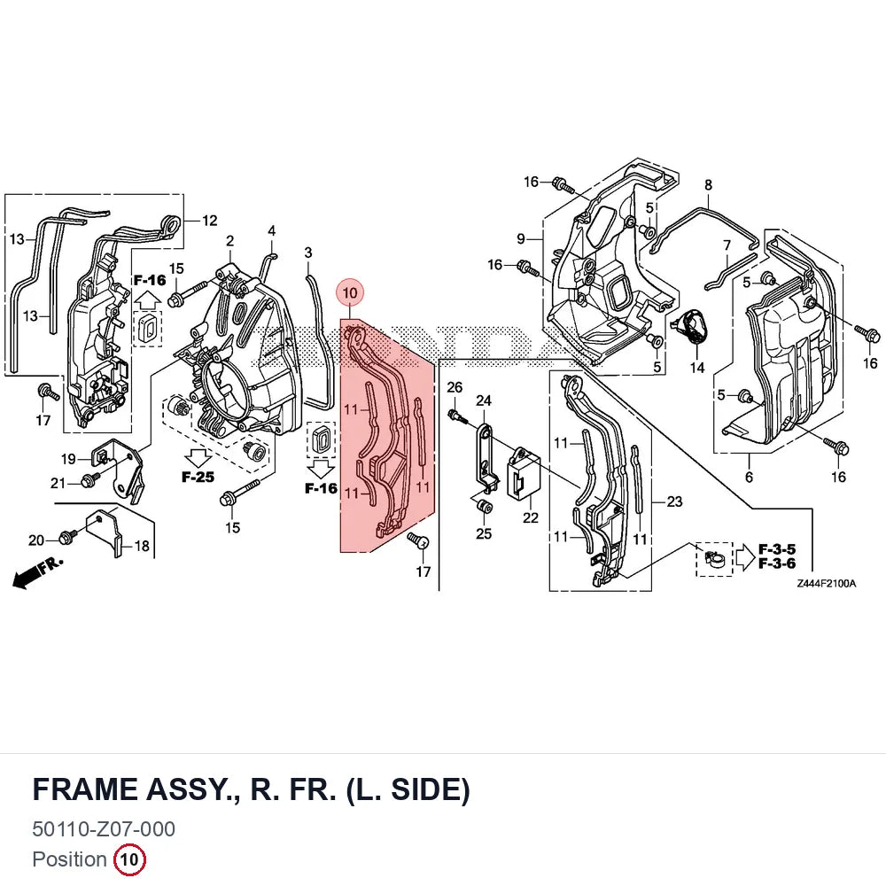 FRAME ASSY., R. FR. (L. SIDE)