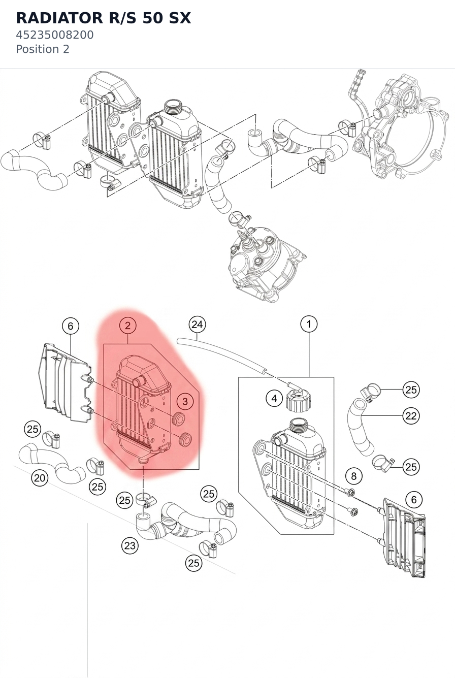 Diagram preview: RADIATOR R/S 50 SX (45235008200)
