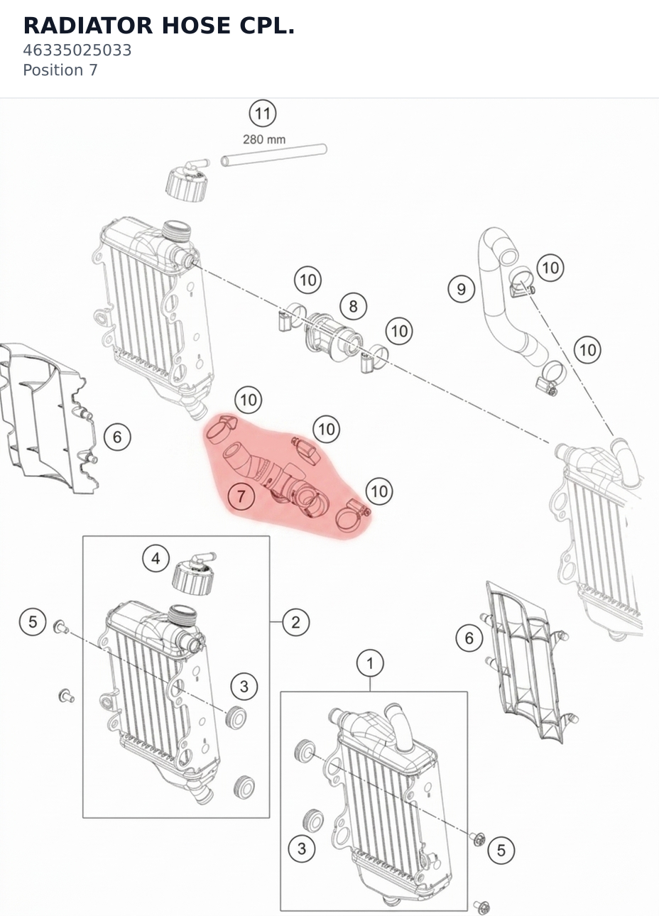 Diagram preview: RADIATOR HOSE CPL. (46335025033)