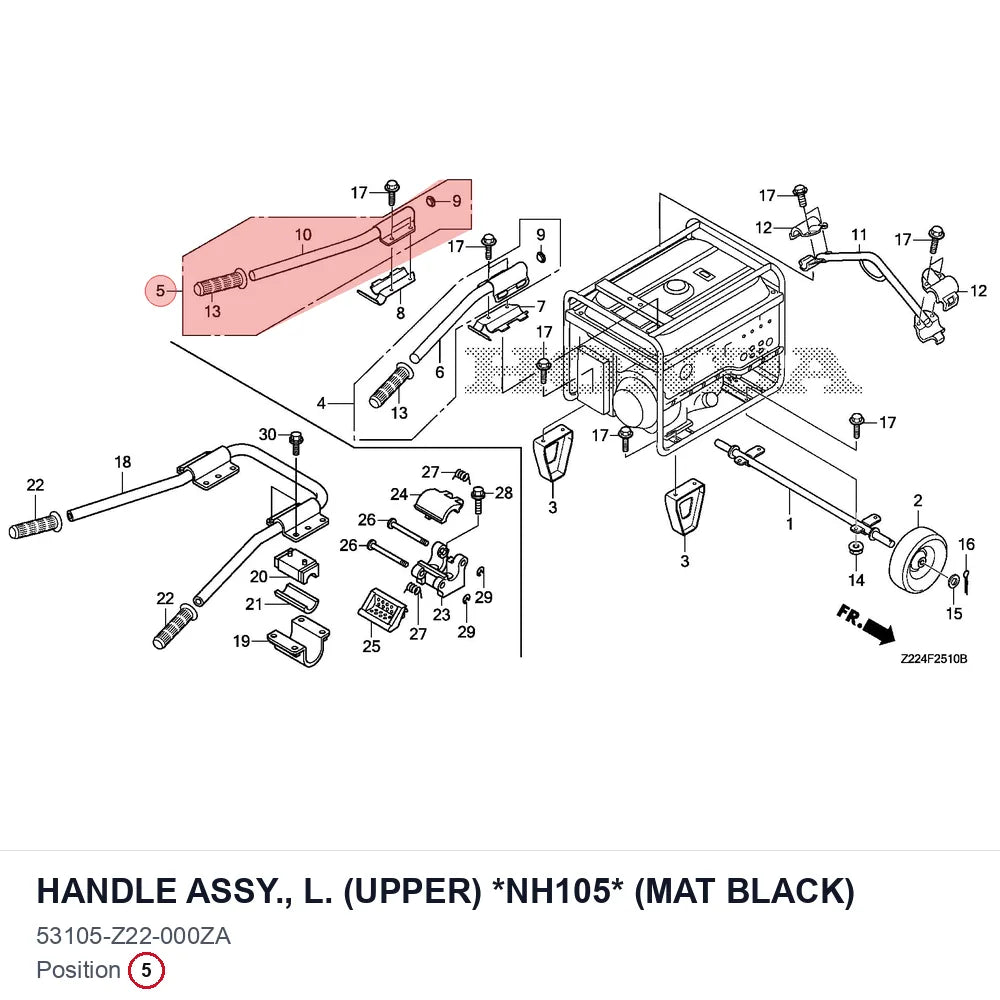 HANDLE ASSY., L. (UPPER) *NH105* (MAT BLACK)