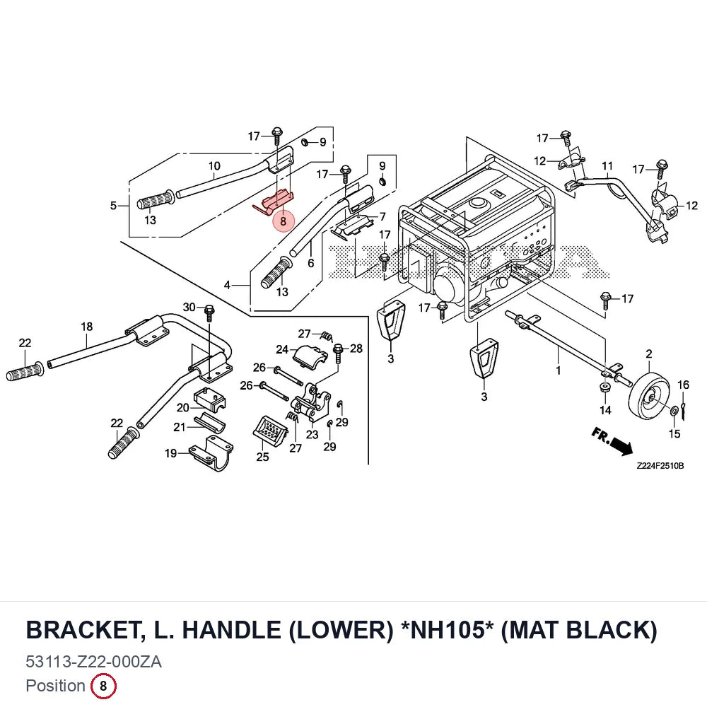 BRACKET, L. HANDLE (LOWER) *NH105* (MAT BLACK)