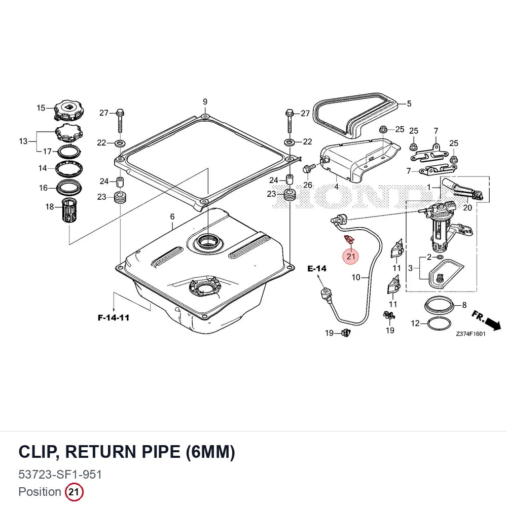 CLIP, RETURN PIPE (6MM)
