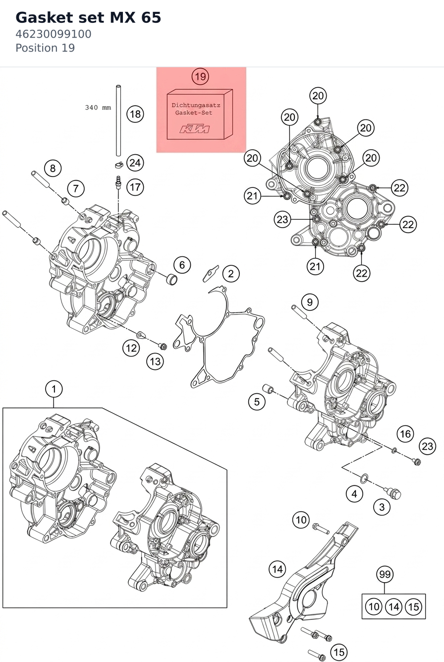 Diagram preview: Gasket set MX 65 (46230099100)