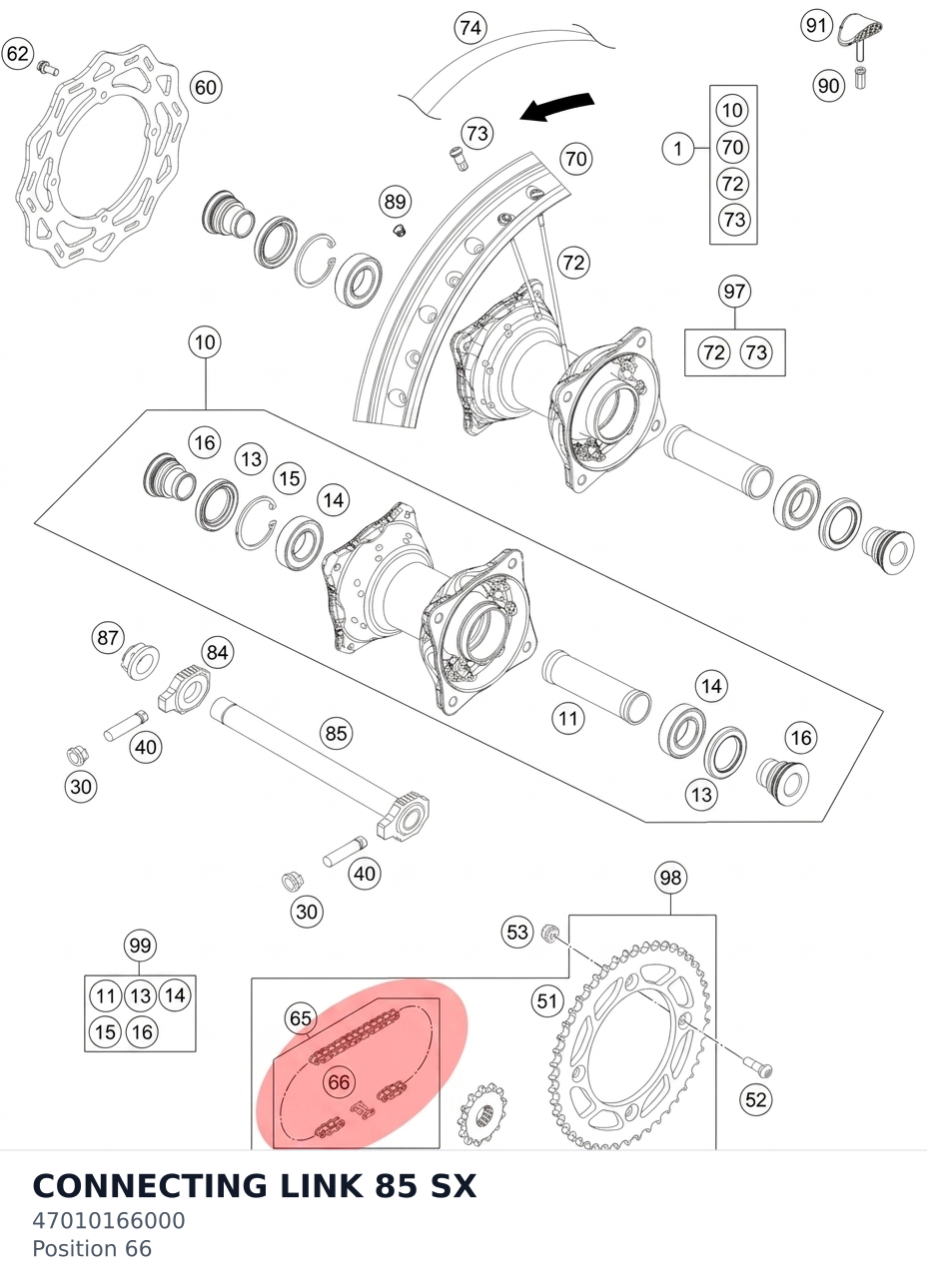 Diagram preview: CONNECTING LINK 85 SX (47010166000)