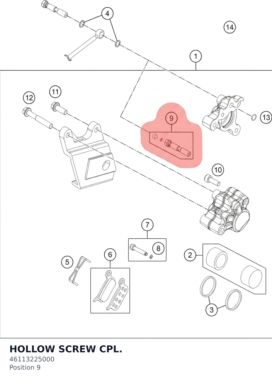 Diagram preview: HOLLOW SCREW CPL. (46113225000)