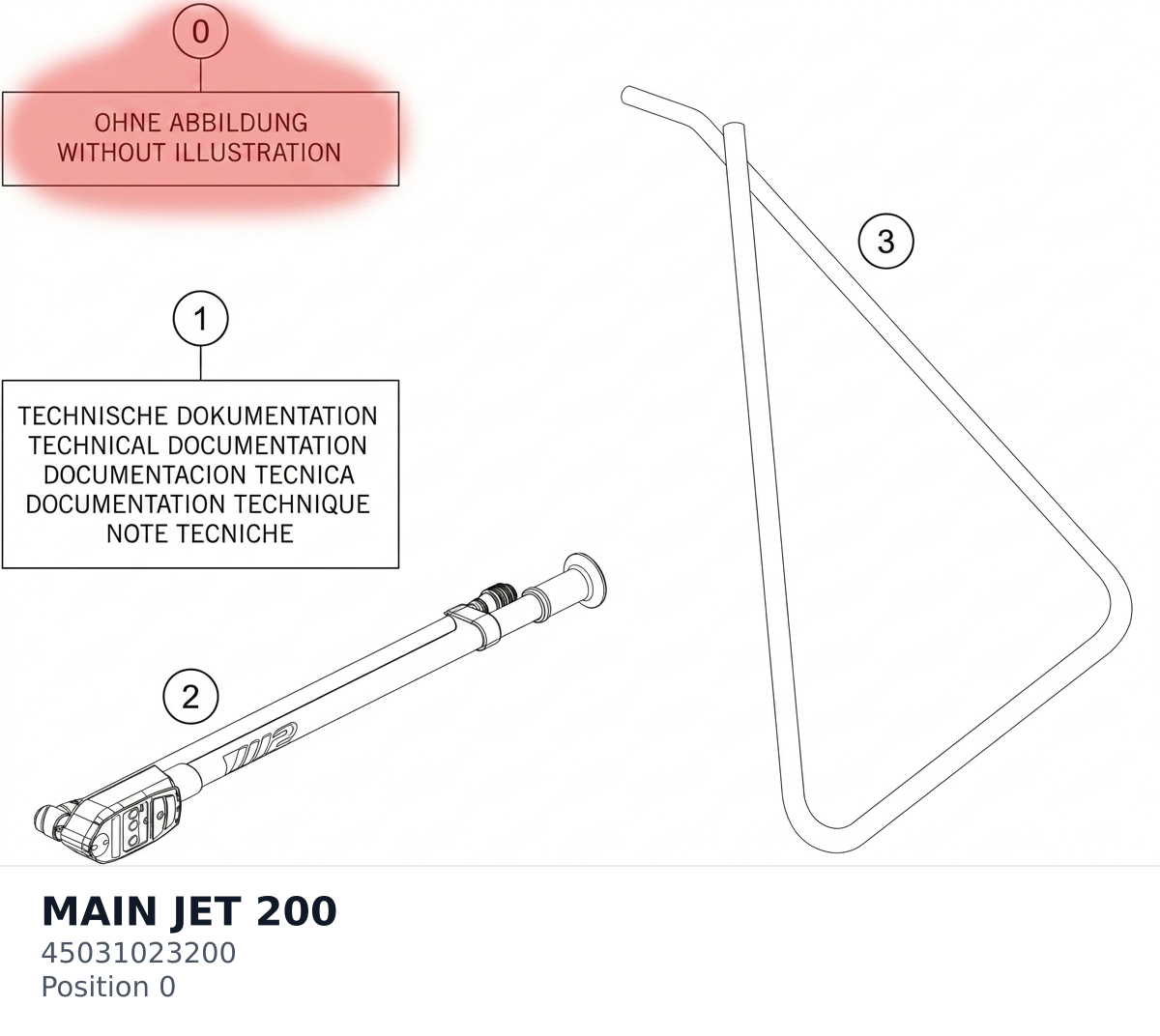 Diagram preview: MAIN JET 200 (45031023200)