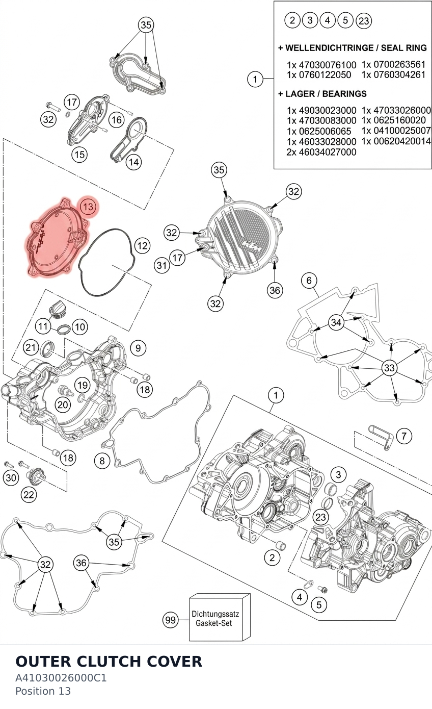 Diagram preview: OUTER CLUTCH COVER (A41030026000C1)