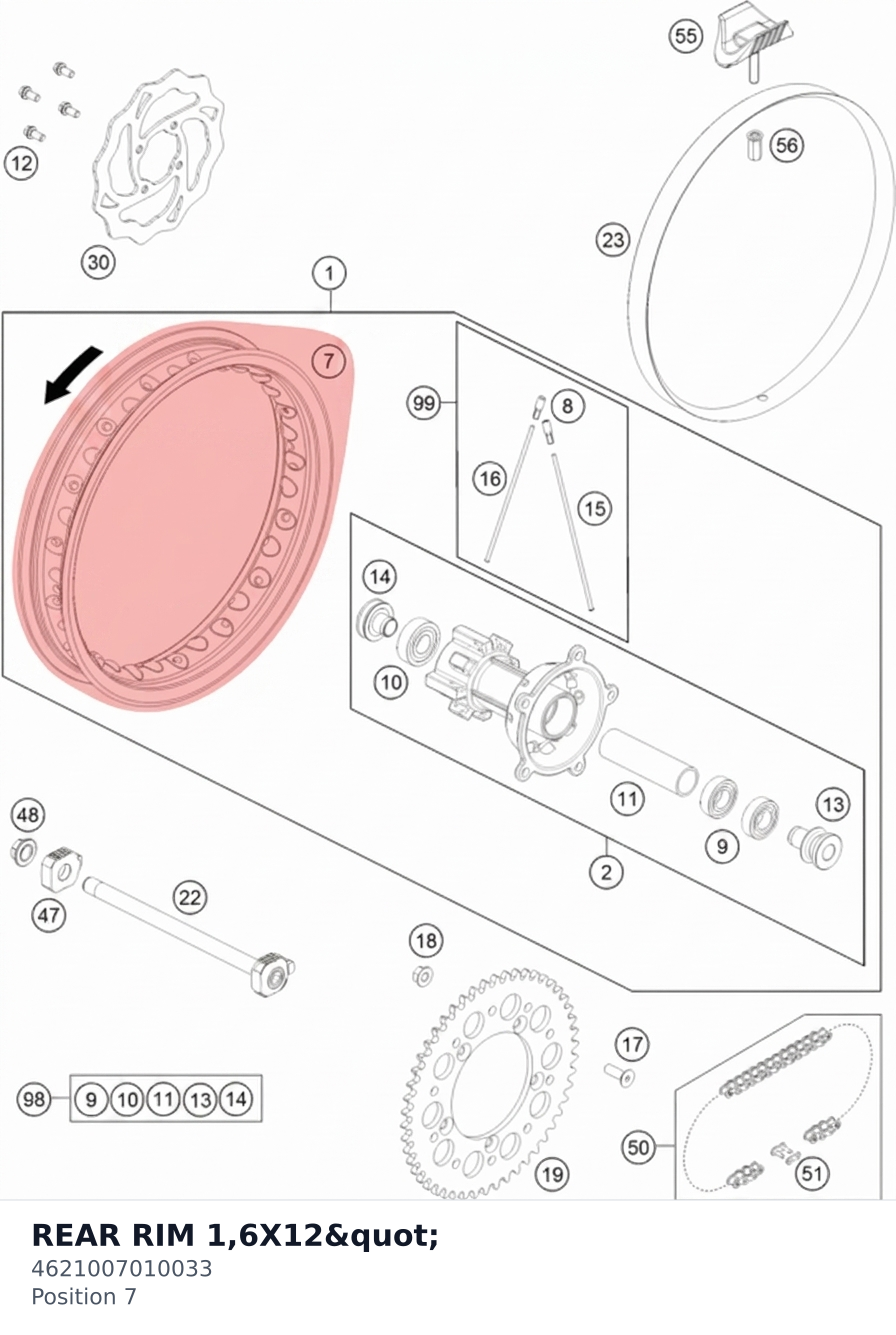 Diagram preview: REAR RIM 1,6X12" (4621007010033)