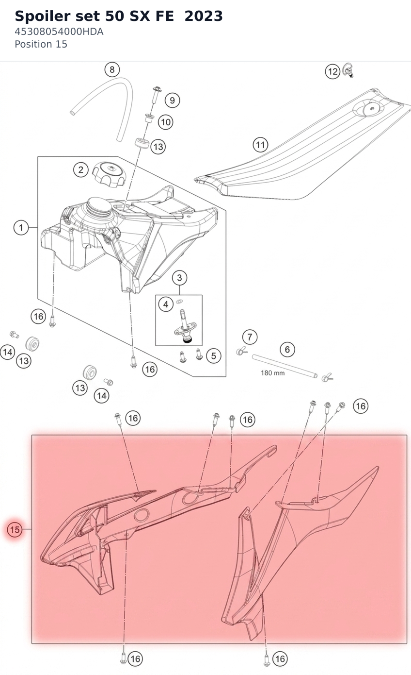 Diagram preview: Spoiler set 50 SX FE  2023 (45308054000HDA)
