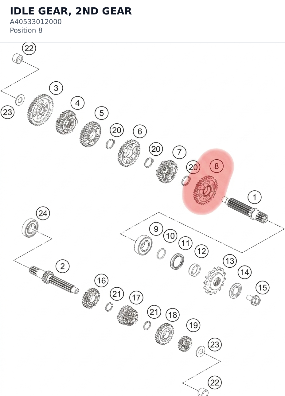 Diagram preview: IDLE GEAR, 2ND GEAR (A40533012000)