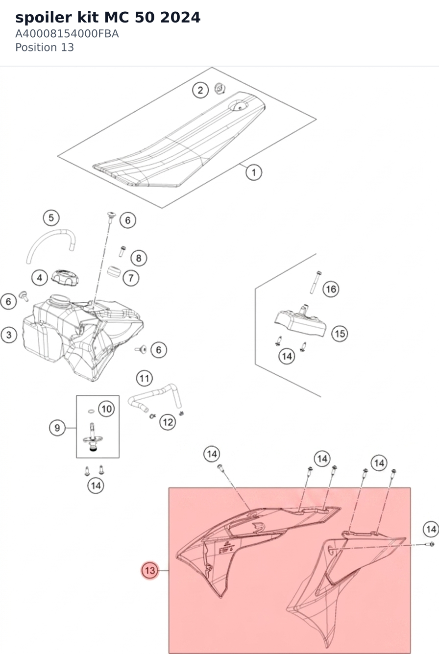 Diagram preview: spoiler kit MC 50 2024 (A40008154000FBA)