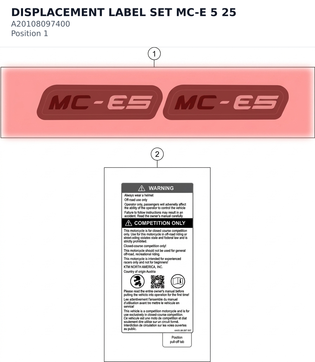 Diagram preview: DISPLACEMENT LABEL SET MC-E 5 25 (A20108097400)