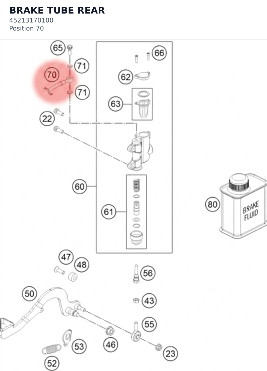 Diagram preview: BRAKE TUBE REAR (45213170100)