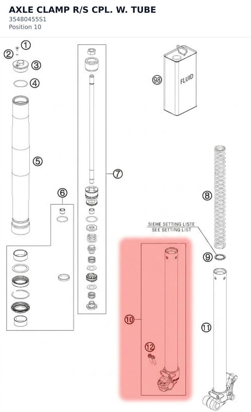 Diagram preview: AXLE CLAMP R/S CPL. W. TUBE (35480455S1)