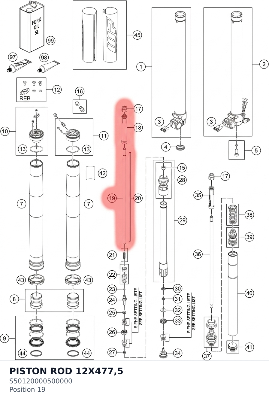 Diagram preview: PISTON ROD 12X477,5 (S50120000500000)