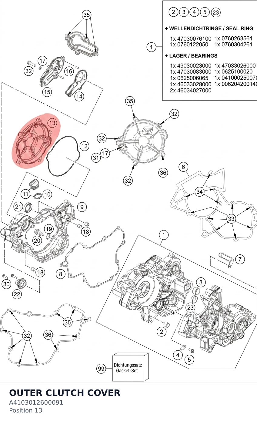 Diagram preview: OUTER CLUTCH COVER (A4103012600091)