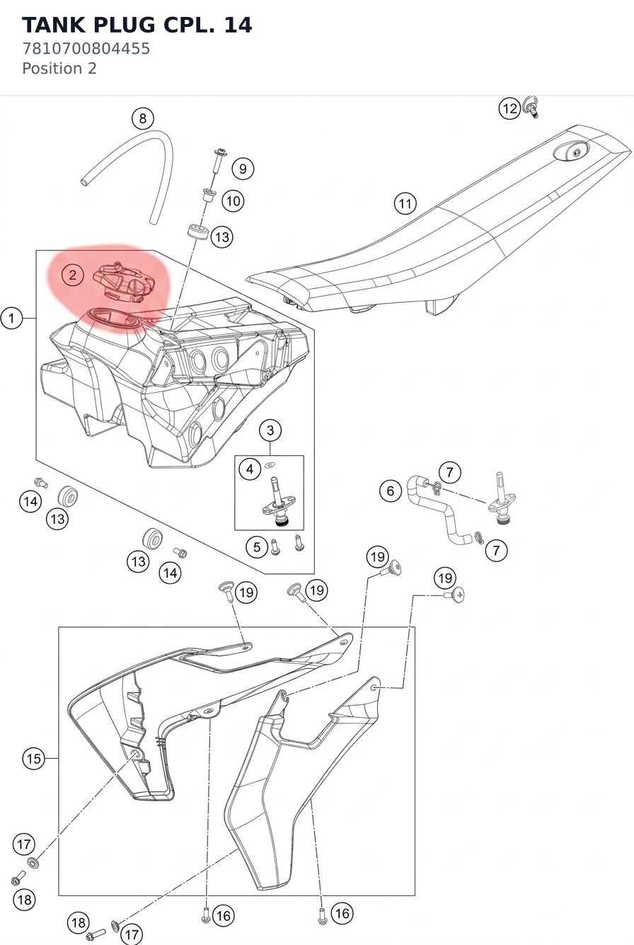 Diagram preview: TANK PLUG CPL. 14 (7810700804455)