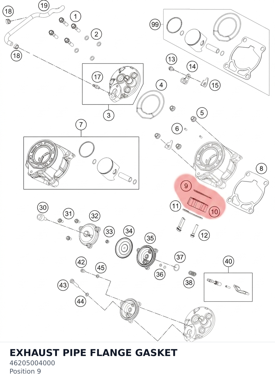 Diagram preview: EXHAUST PIPE FLANGE GASKET (46205004000)