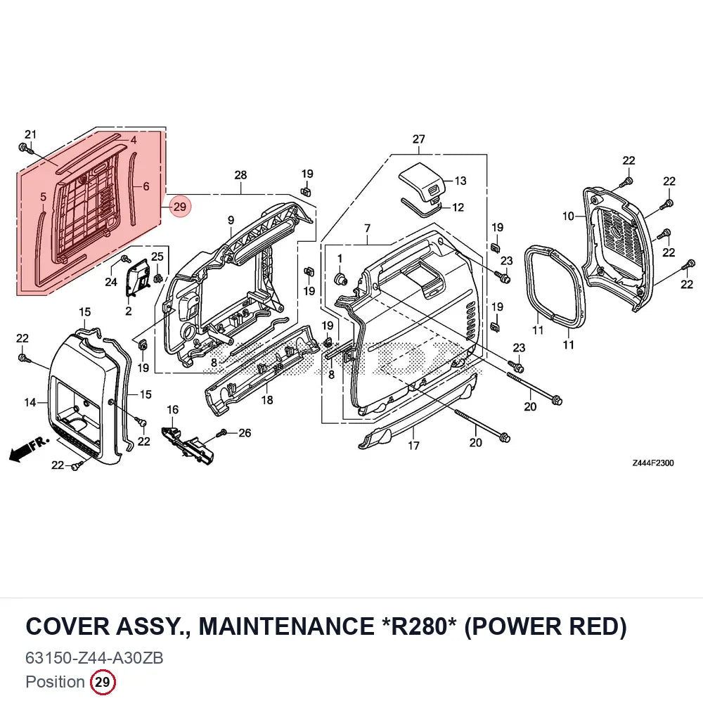 COVER ASSY., MAINTENANCE *R280* (POWER RED)