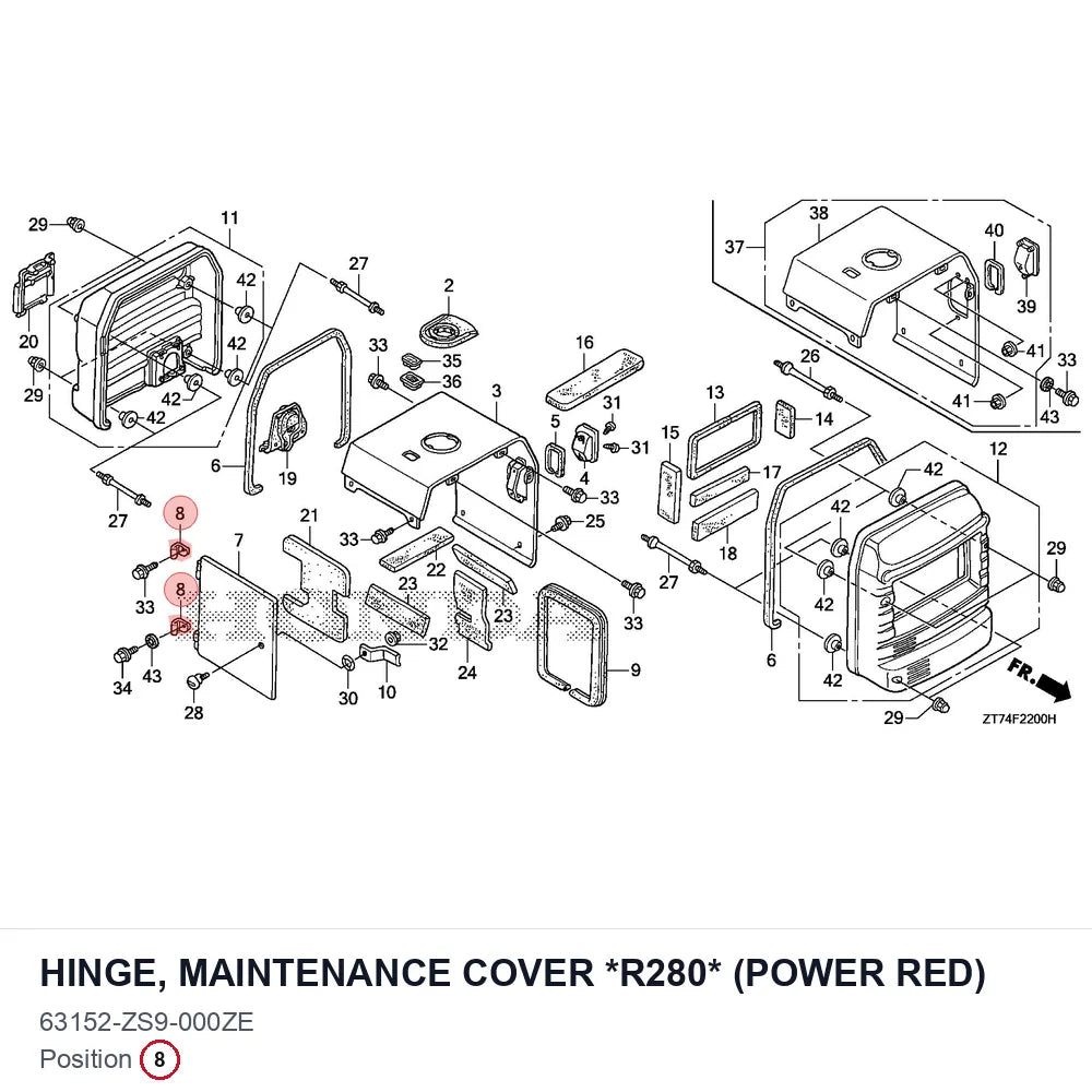 HINGE, MAINTENANCE COVER *R280* (POWER RED)