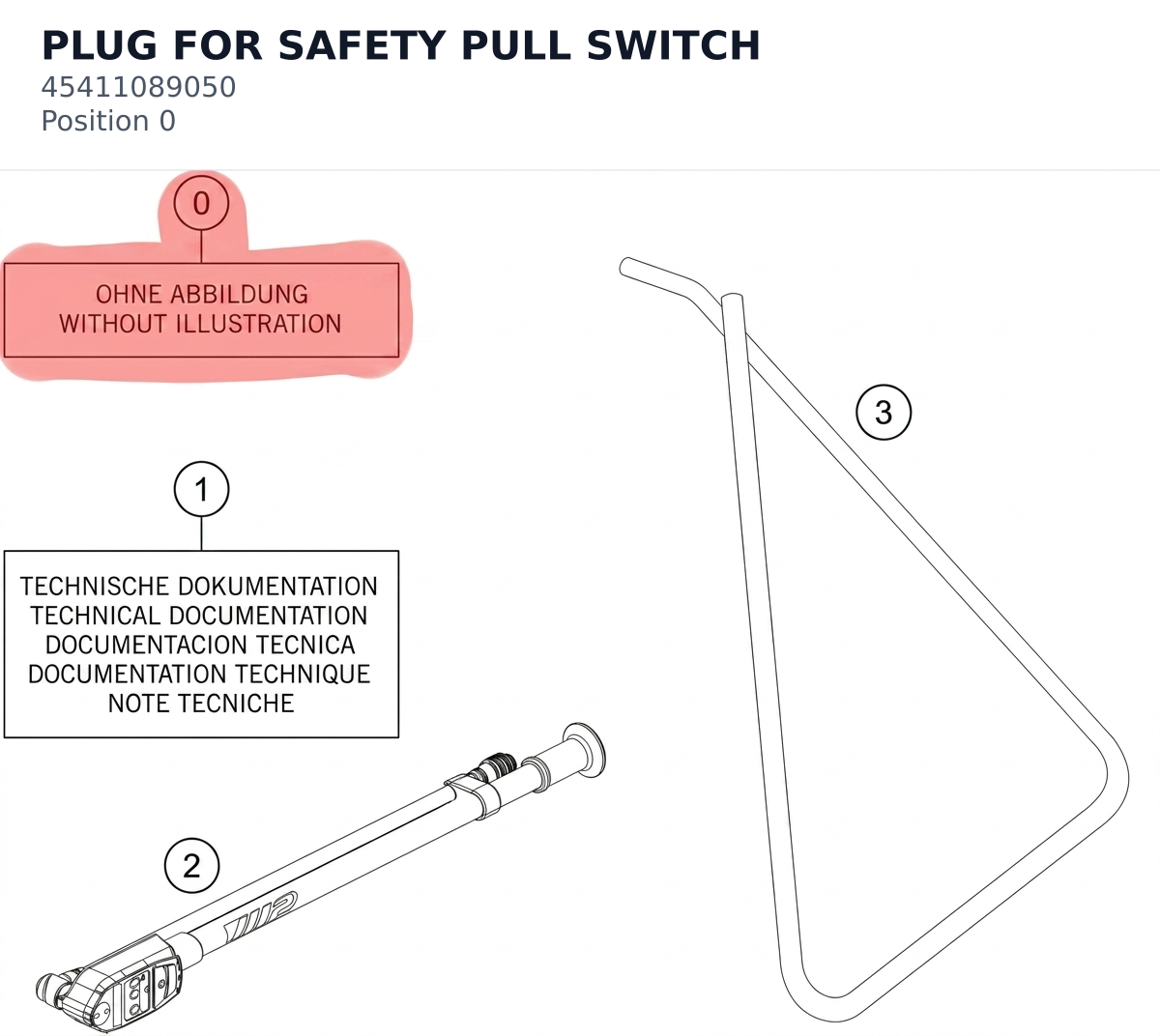 Diagram preview: PLUG FOR SAFETY PULL SWITCH (45411089050)