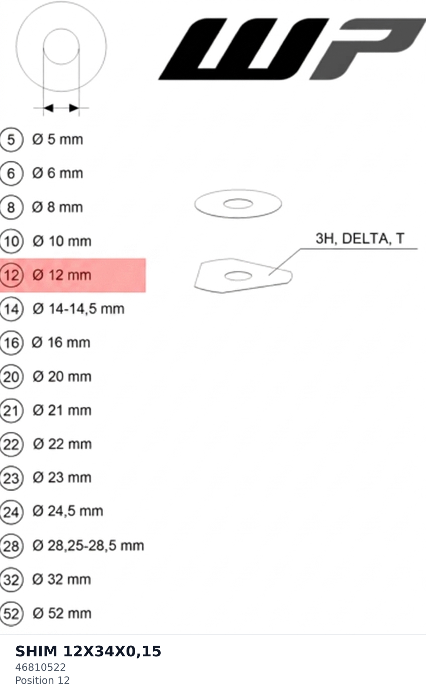 Diagram preview: SHIM 12X34X0,15 (46810522)