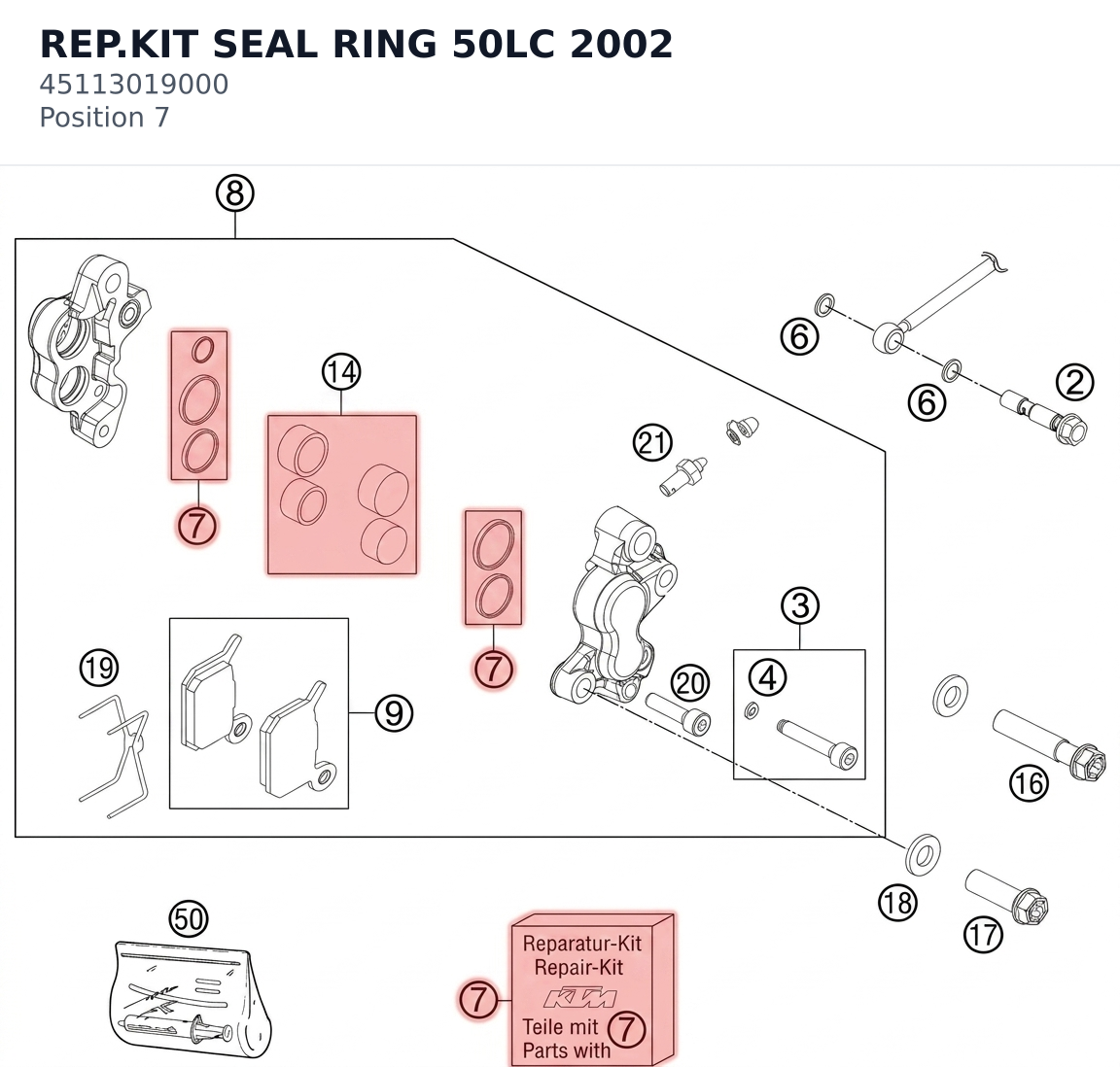Diagram preview: REP.KIT SEAL RING 50LC 2002 (45113019000)