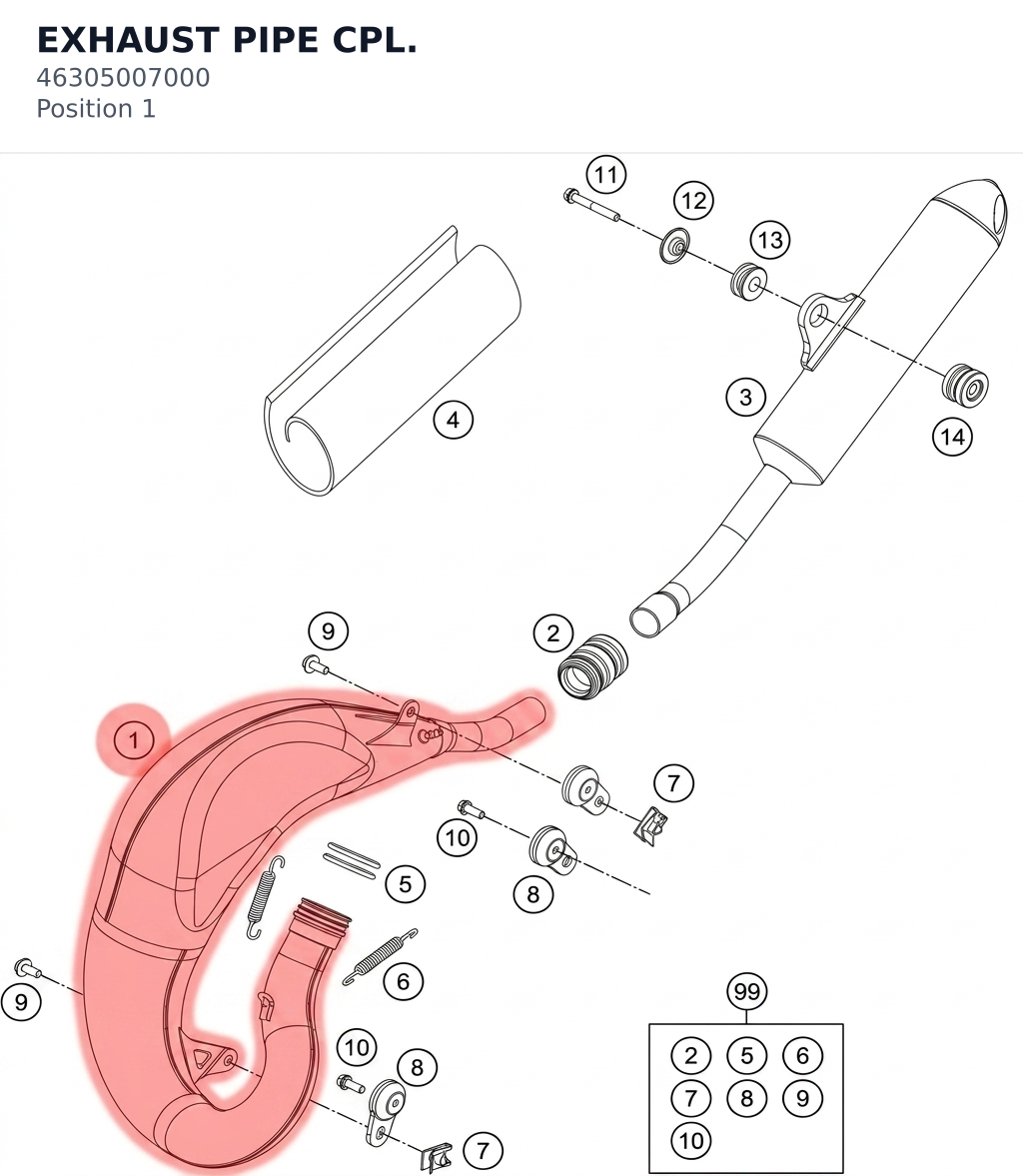 Diagram preview: EXHAUST PIPE CPL. (46305007000)