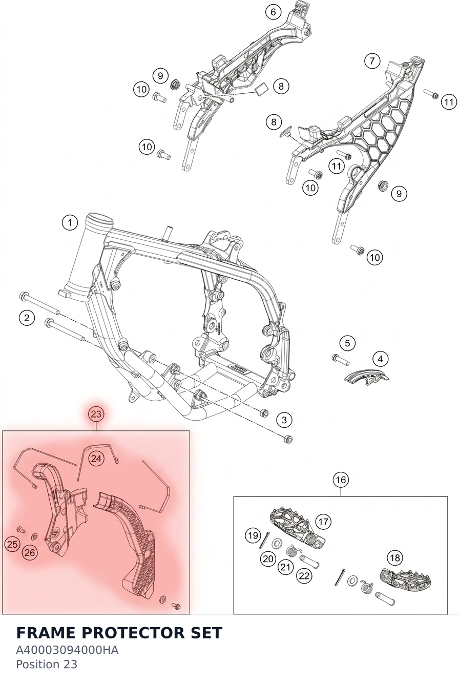 Diagram preview: FRAME PROTECTOR SET (A40003094000HA)