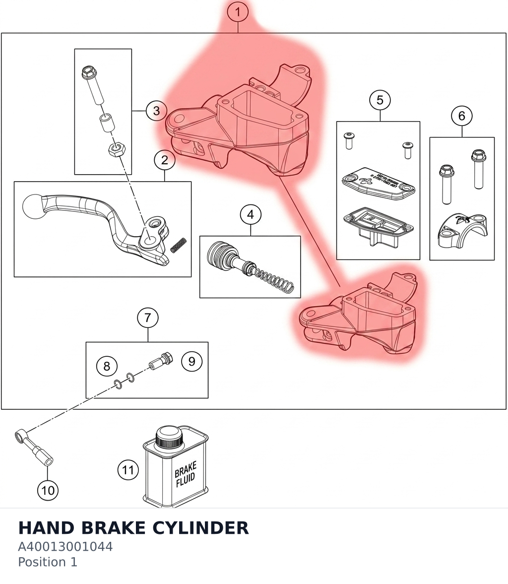 Diagram preview: HAND BRAKE CYLINDER (A40013001044)