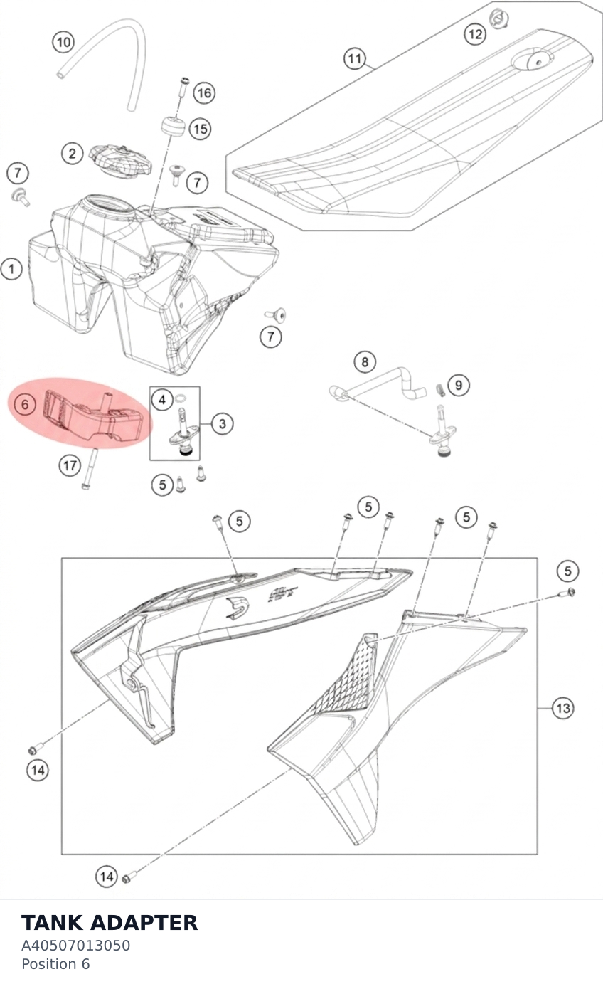 Diagram preview: TANK ADAPTER (A40507013050)