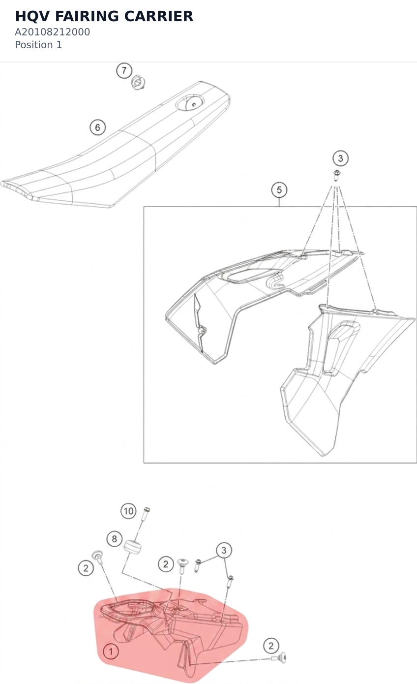 Diagram preview: HQV FAIRING CARRIER (A20108212000)