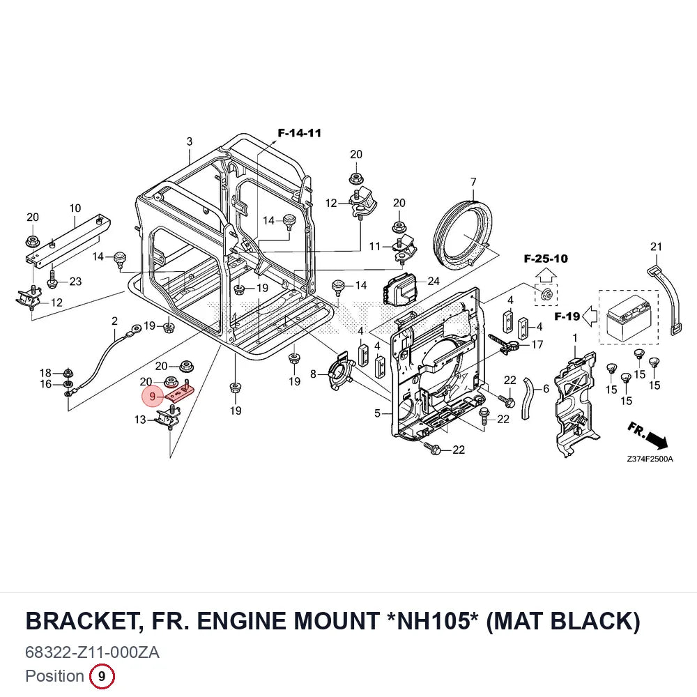 BRACKET, FR. ENGINE MOUNT *NH105* (MAT BLACK)