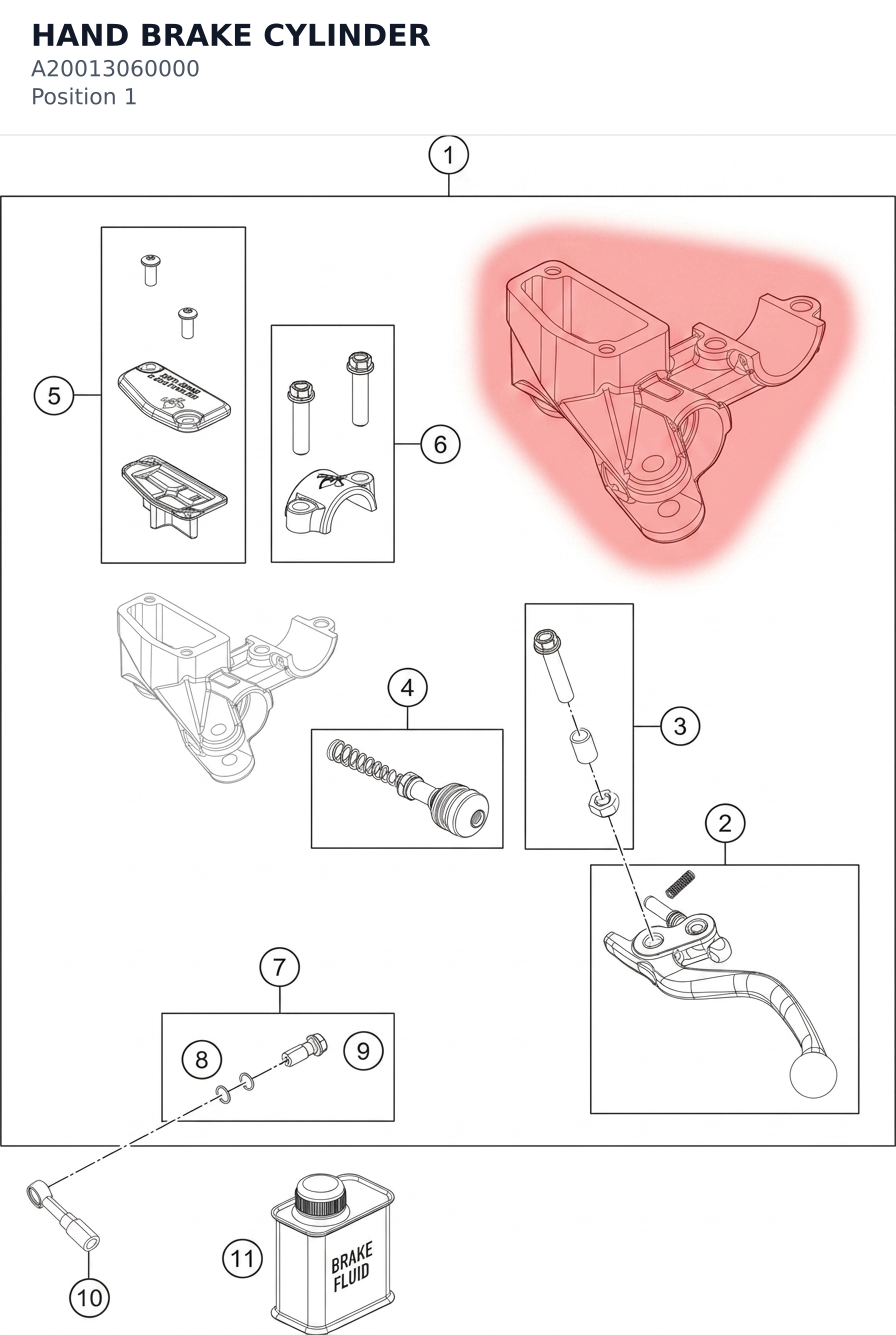 Diagram preview: HAND BRAKE CYLINDER (A20013060000)