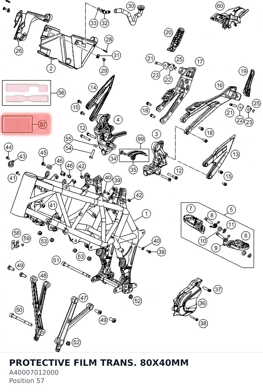 Diagram preview: PROTECTIVE FILM TRANS. 80X40MM (A40007012000)