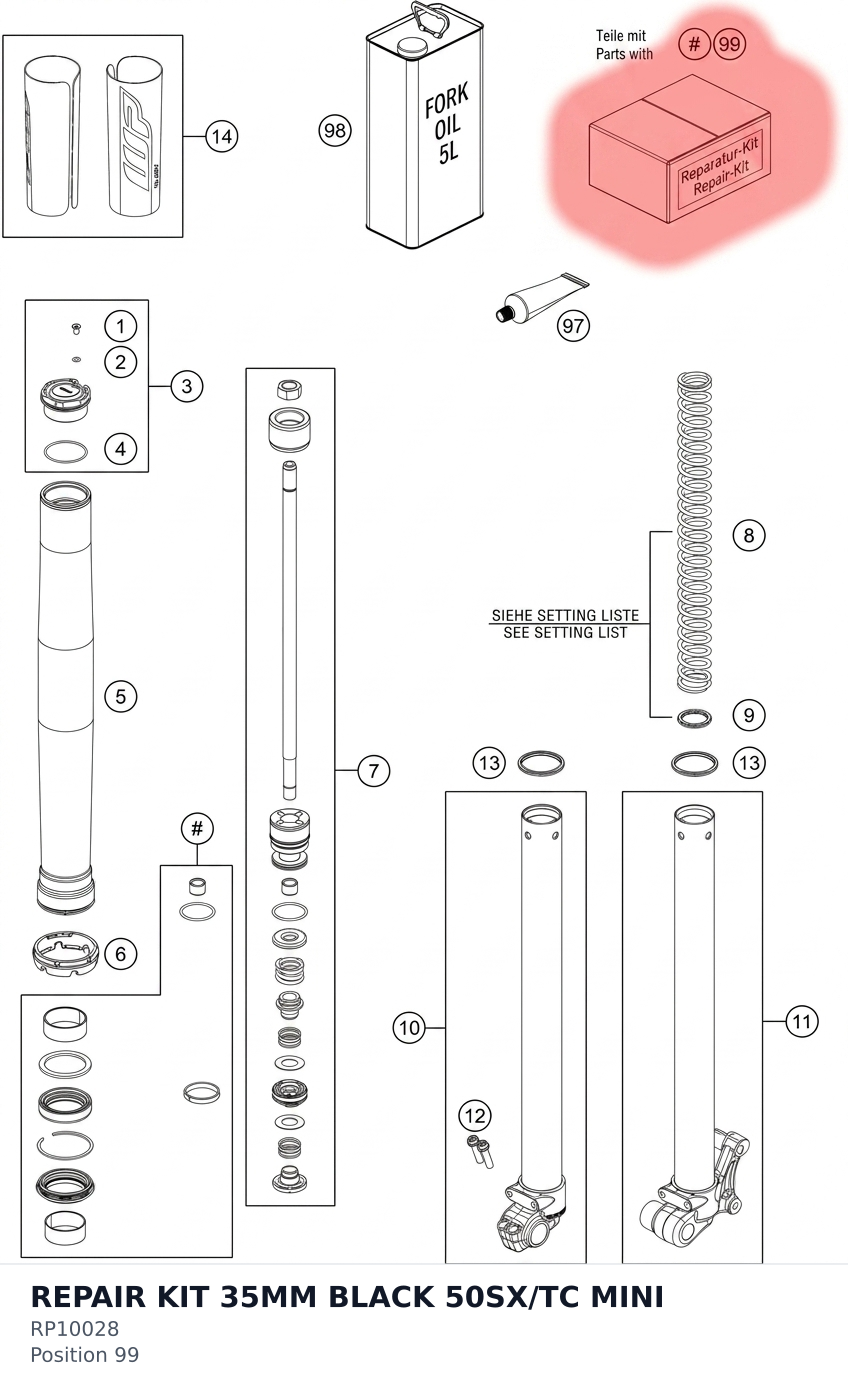 Diagram preview: REPAIR KIT 35MM BLACK 50SX/TC MINI (RP10028)