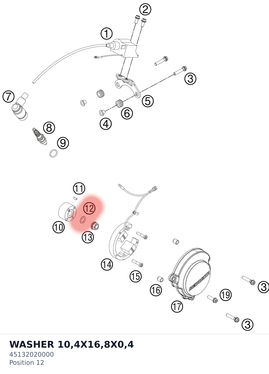 Diagram preview: WASHER 10,4X16,8X0,4 (45132020000)