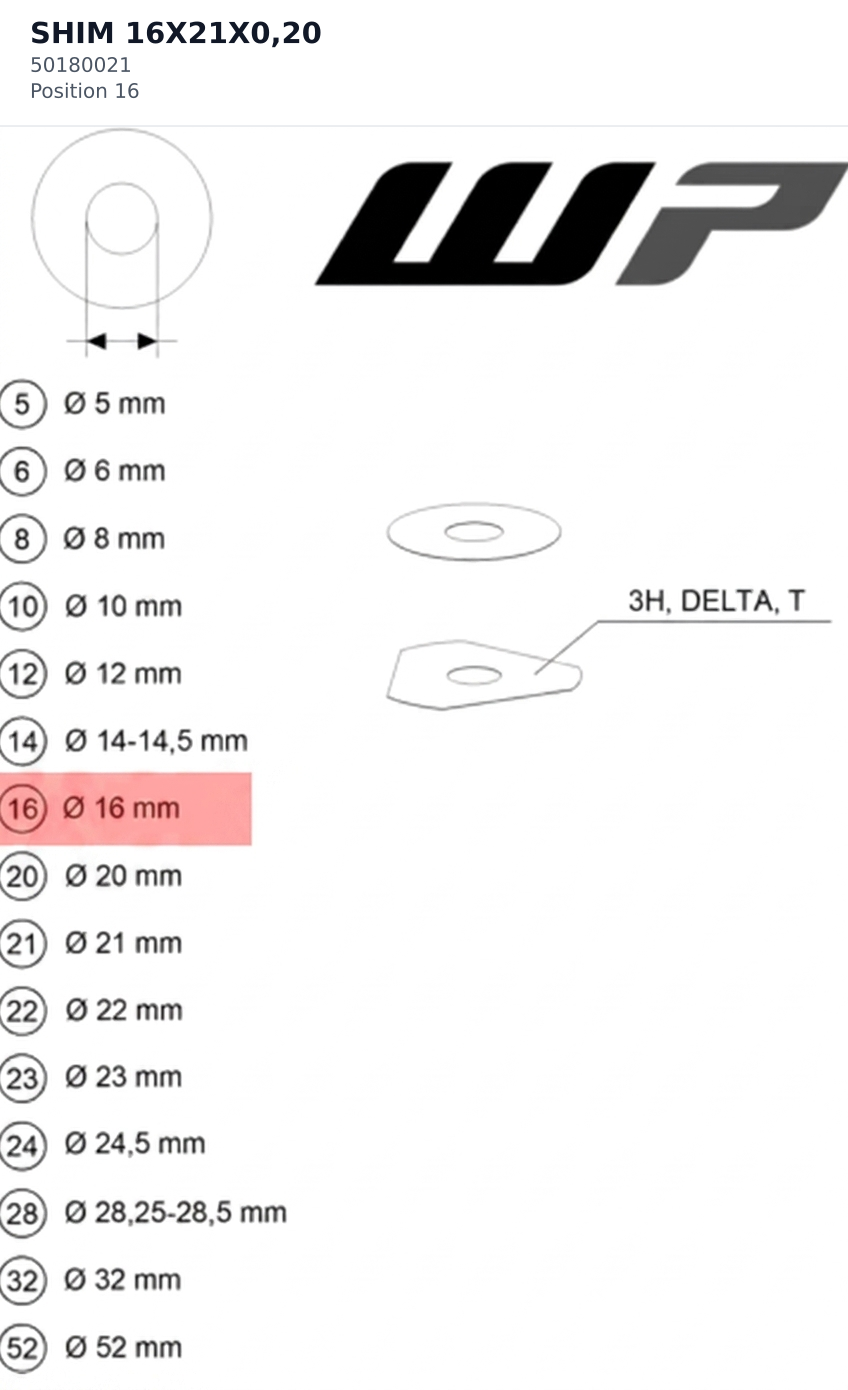 Diagram preview: SHIM 16X21X0,20 (50180021)